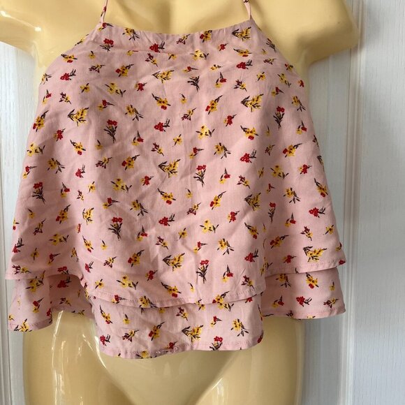 Forever 21 Pink SMALL Flounce Top Floral - Picture 7 of 9